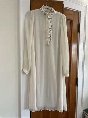 Tory Burch Ruffle V-Neck Long Sleeve Dress